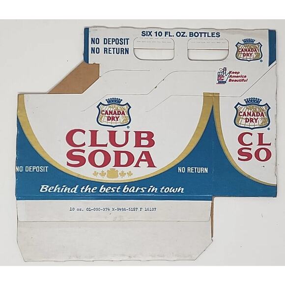 Vintage Canada Dry Club Soda 6 Pack Soda Bottle Carton Carrier New U130 - Picture 2 of 2